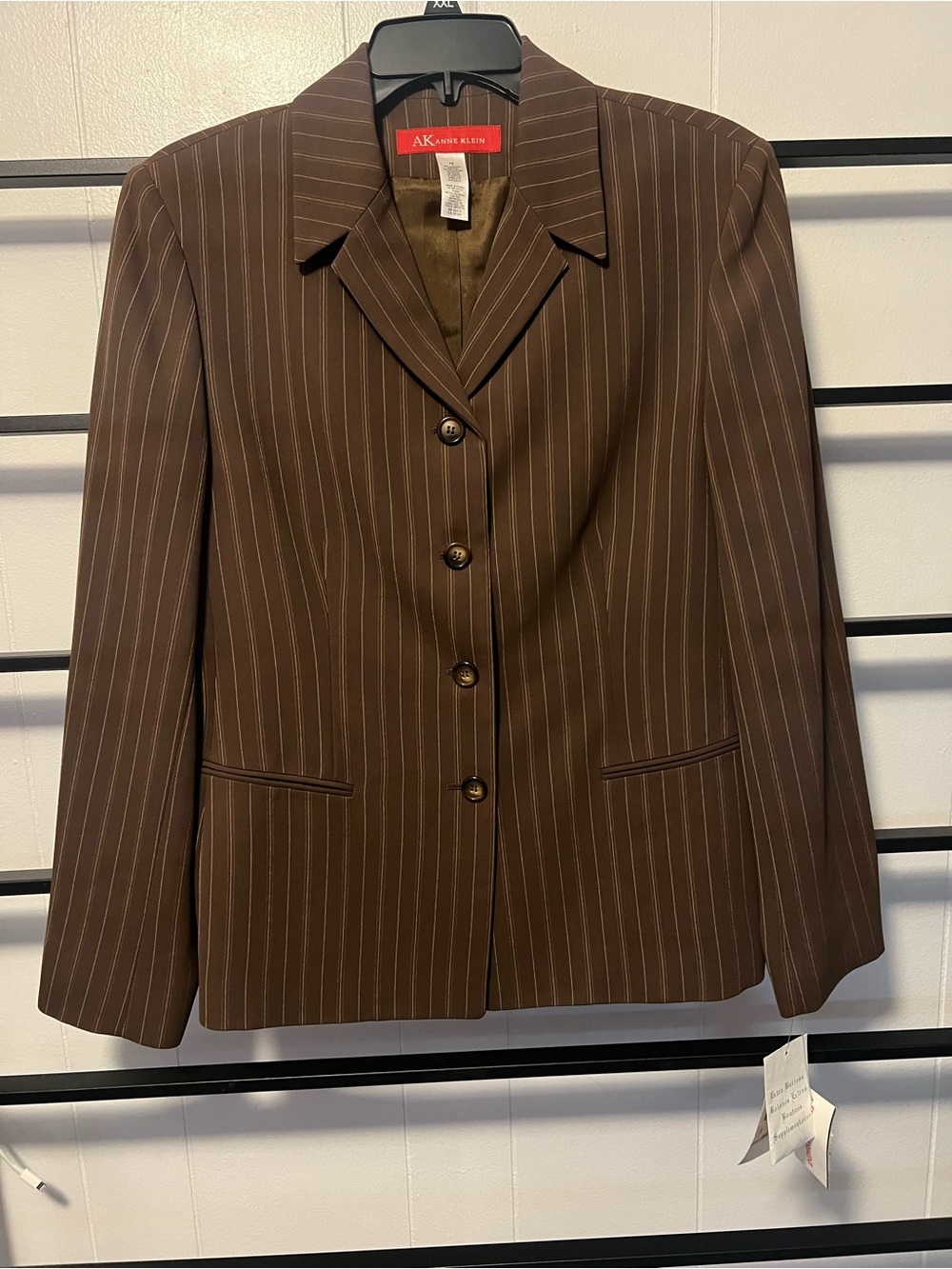 NWT 90's Women's ANNE KLEIN, Blazer, Pinstripe, Notch Collar, Sleek Fit, SZ12, D